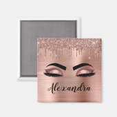 バラ金ゴールドグリッタースパークルまつげモノグラム名 マグネット (正面/裏面)