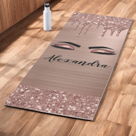 バラ金ゴールドグリッタースパークルまつげモノグラム名 ヨガマット