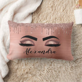 バラ金ゴールドグリッタースパークルまつげモノグラム名 ランバークッション (ブランケット)