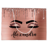 バラ金ゴールドグリッタースパークルまつげモノグラム名 ラージペーパーバッグ (裏面)