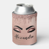バラ金ゴールドグリッタースパークルまつげモノグラム名 缶クーラー (缶正面)