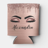 バラ金ゴールドグリッタースパークルまつげモノグラム名 缶クーラー (正面)