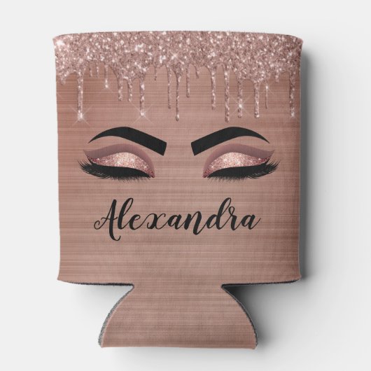 バラ金ゴールドグリッタースパークルまつげモノグラム名 缶クーラー (裏面)