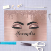 バラ金ゴールドグリッタースパークルまつげモノグラム名 薄葉紙 (クラフト)