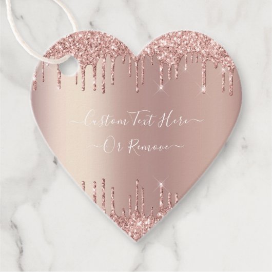 バラ金ゴールドグリッタースパークルカスタム文字ギフトラベル フェイバータグ (正面)