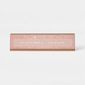 バラ金ゴールドグリッタースパークルガーリーモダン デスクネームプレート (正面)