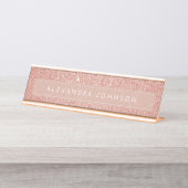 バラ金ゴールドグリッタースパークルガーリーモダン デスクネームプレート (正面)