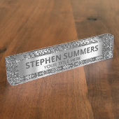 バラ金ゴールドグリッタースパークルグラムカスタム デスクネームプレート (側面)