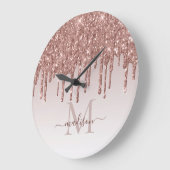 バラ金ゴールドグリッタースパークルグラム滴下モノグラム ラージ壁時計 (傾斜)