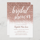 バラ金ゴールドグリッタースパークルスクリプトブライダルシャワー 招待状 (正面/裏面)