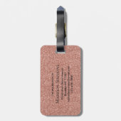 バラ金ゴールドグリッタースパークルスクリプト名モノグラム ラゲッジタグ (裏面縦)