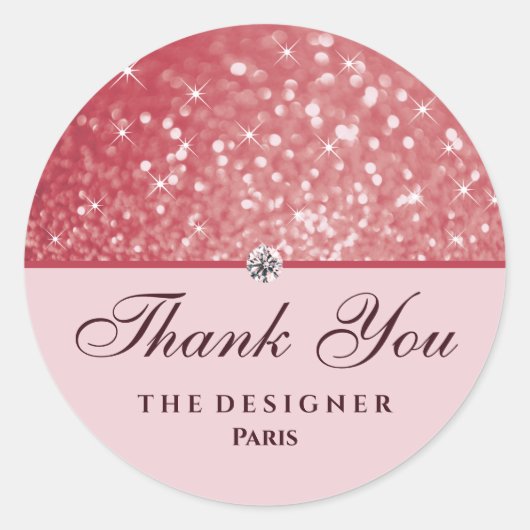 バラ金ゴールドグリッタースパークルスターズダイヤモンドラインストーン ラウンドシール (正面)