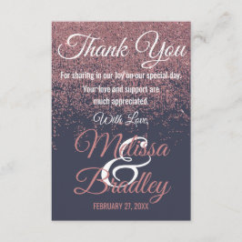 バラ金ゴールドグリッタースパークルスネイビーブルーサンキューユー サンキューカード