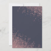 バラ金ゴールドグリッタースパークルスネイビーブルー婚約 招待状 (裏面)