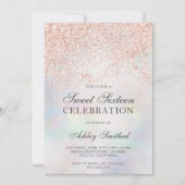 バラ金ゴールドグリッタースパークルスパールヌーカー甘い16 招待状 (正面)