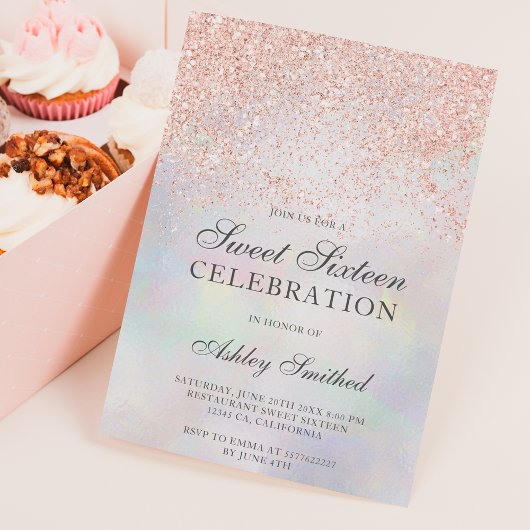 バラ金ゴールドグリッタースパークルスパールヌーカー甘い16 招待状