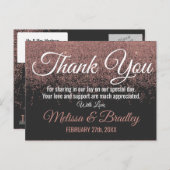 バラ金ゴールドグリッタースパークルスブラックサンキューユー ポストカード (正面/裏面)