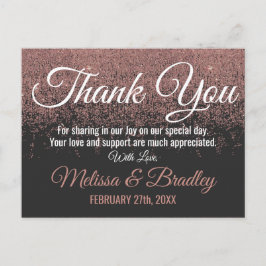 バラ金ゴールドグリッタースパークルスブラックサンキューユー ポストカード