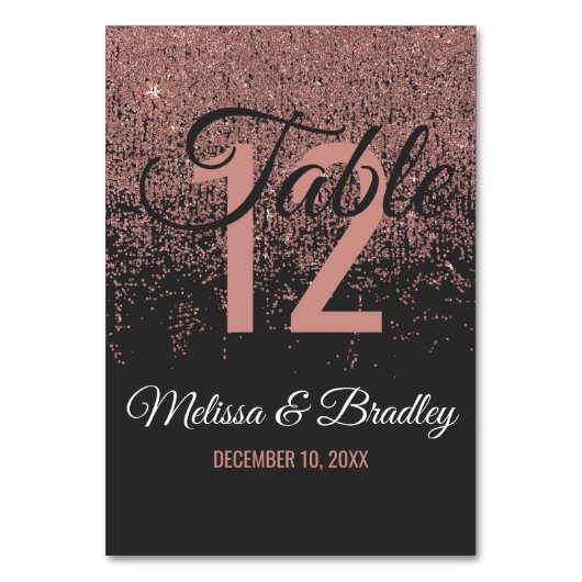 バラ金ゴールドグリッタースパークルスブラックテーブル番号 テーブルナンバー (正面)