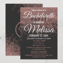バラ金ゴールドグリッタースパークルスブラックバチェロレッテ 招待状