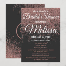 バラ金ゴールドグリッタースパークルスブラックブライダルシャワー