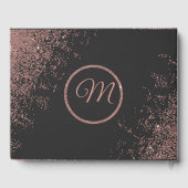 バラ金ゴールドグリッタースパークルスブラック結婚ズゲストブック ゲストブック (裏面)