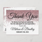 バラ金ゴールドグリッタースパークルスホワイトサンキューユー ポストカード (正面/裏面)