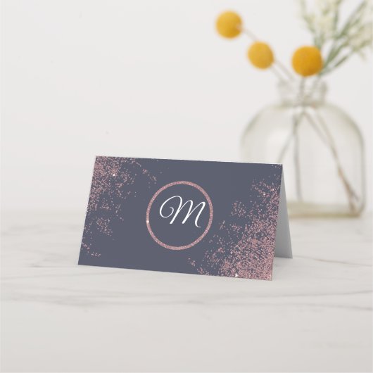 バラ金ゴールドグリッタースパークルズネイビーブルー座席表 プレイスカード (裏面)