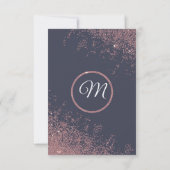 バラ金ゴールドグリッタースパークルズネイビーブルーRSVP 出欠カード (裏面)