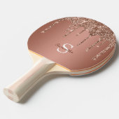 バラ金ゴールドグリッタースパークルドリップスモノグラム名 卓球ラケット (正面アングル)