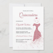 バラ金ゴールドグリッタースパークルドレスフォトキンセアニェラ 招待状 (裏面)