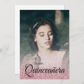 バラ金ゴールドグリッタースパークルドレスフォトキンセアニェラ 招待状 (正面/裏面)