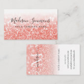 バラ金ゴールドグリッタースパークルモノグラムスタイリッシュスクリプト 名刺 (正面/裏面)