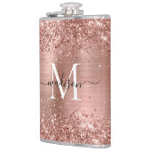 バラ金ゴールドグリッタースパークルモノグラムブラッシュスチール フラスク (左)