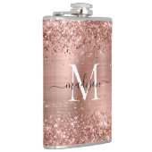 バラ金ゴールドグリッタースパークルモノグラムブラッシュスチール フラスク (右)