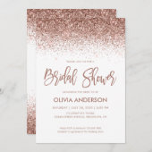 バラ金ゴールドグリッタースパークル紙吹雪ブライダルシャワー 招待状 (正面/裏面)