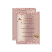 バラ金ゴールドグリッタースパークル結婚式招待状 ノートカード (正面/裏面インサイチュ)