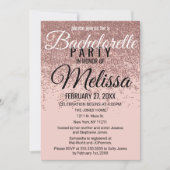 バラ金ゴールドグリッタースパークル赤面ピンクバチェロレッテ 招待状 (正面)