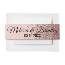 バラ金ゴールドグリッタースパークル赤面ピンクベリーバンド 招待状ベリーバンド