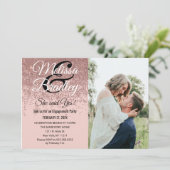 バラ金ゴールドグリッタースパークル赤面ピンク婚約 招待状 (スタンド正面)