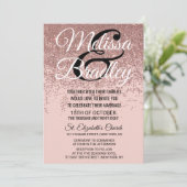 バラ金ゴールドグリッタースパークル赤面ピンク結婚ス 招待状 (スタンド正面)