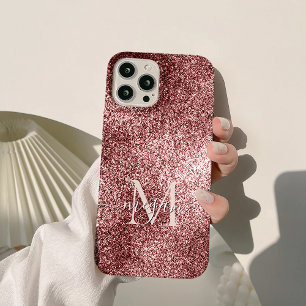 バラ金ゴールドグリッタースパークル – カスタムホテルモノグラムシック iPhone 15 PRO MAXケース