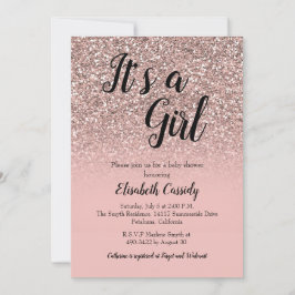 バラ金ゴールドグリッタースプリンクルベビーシャワー招待状 招待状