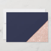 バラ金ゴールドグリッタータイポグラフィネイビーブルーベビーシャワー 招待状 (裏面)