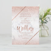 バラ金ゴールドグリッタータイポグラフィ結婚ズ 招待状 (スタンド正面)