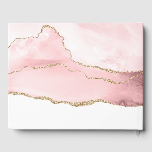 バラ金ゴールドグリッタータイポグラフィ赤面ピンクゲストブック ゲストブック (裏面)