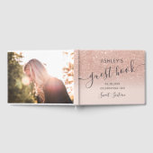 バラ金ゴールドグリッタータイポグラフィ赤面ピンクスウィート16 ゲストブック (全面)