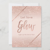 バラ金ゴールドグリッタータイポグラフィ赤面ピンク 招待状 (正面)