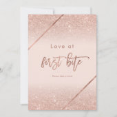 バラ金ゴールドグリッタータイポグラフィ赤面ピンク 招待状 (正面)