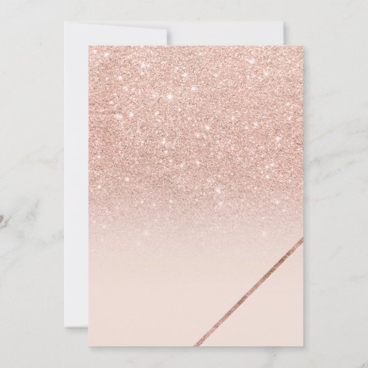 バラ金ゴールドグリッタータイポグラフィ赤面結婚ピンク2 招待状 (裏面)